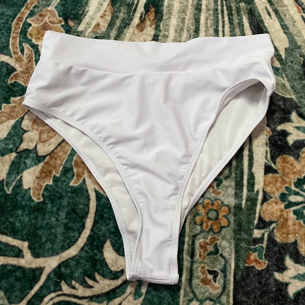 Bikini Bottoms Womens Large White High Waisted Swim Solid bridal